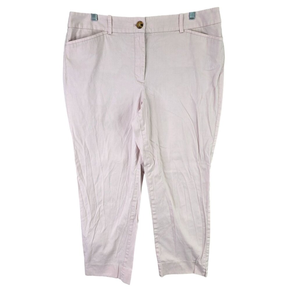 Womens Talbots Pink The Perfect Crop Pants High Rise Cotton Blend Stretch 12